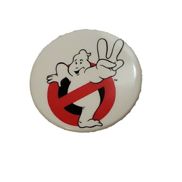 Ghostbusters II 2 Button Pin 1.5" Sequel Movie Logo Pinback Vintage 1988 White - Picture 1 of 9